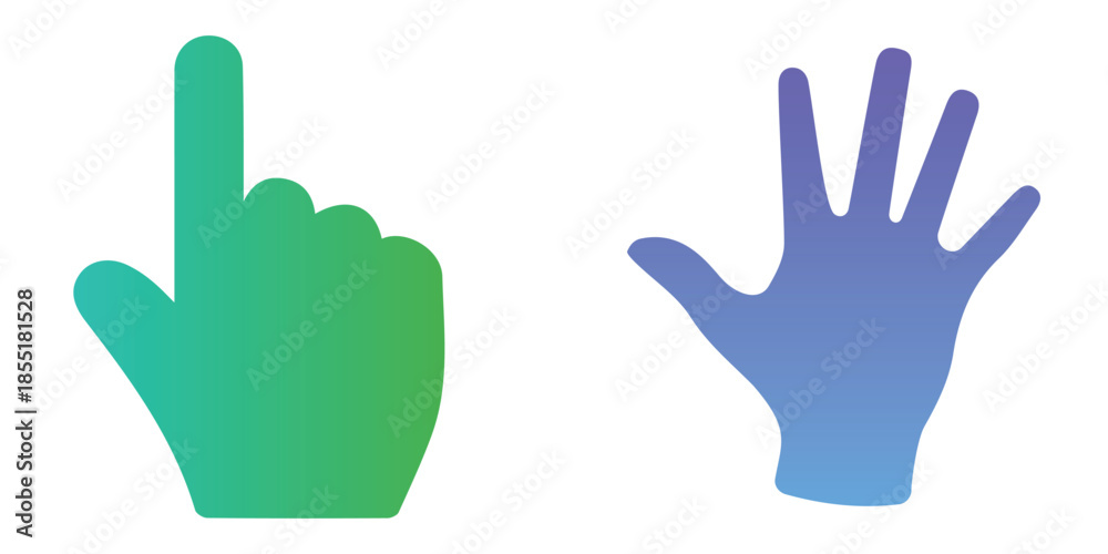 Fototapeta premium Hand gestures in green and blue colors