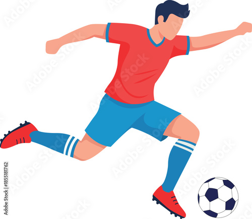 A dynamic illustration of a soccer player in action with a ball