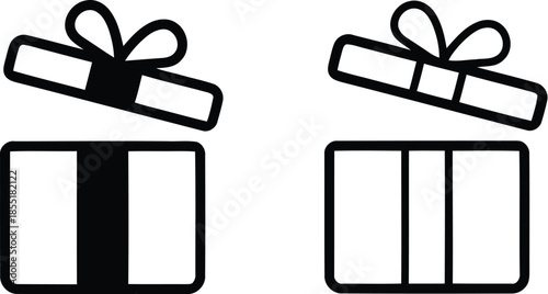 Gift box icon set. Gift box signs Line and silhouette style. Vector illustration.