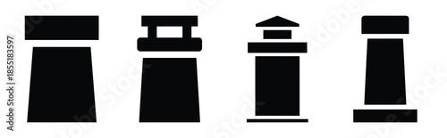 home chimney silhouette icon set, black color and white background