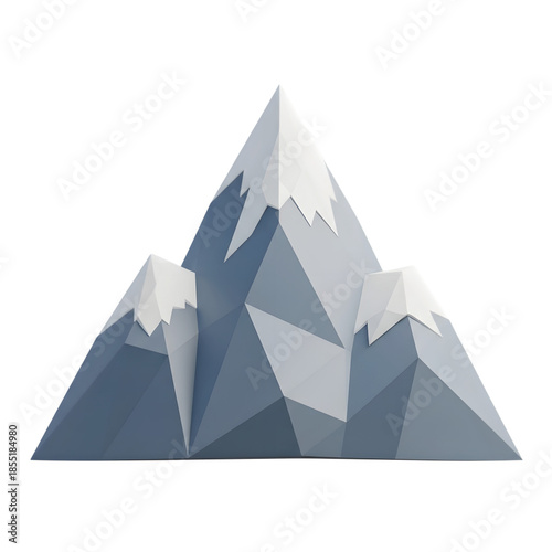 3D mountain icon on transparent background isolated png.
