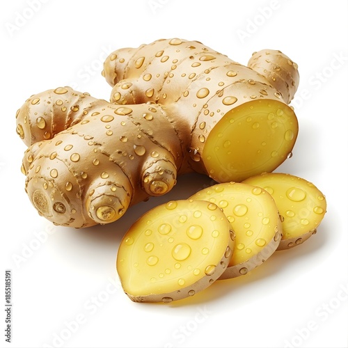 Fresh Ginger Root with Slices