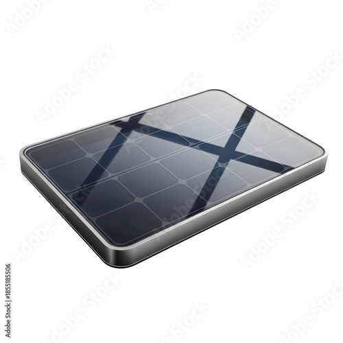 3D solar panel icon on transparent background isolated png.