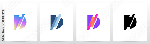 Stripes Diagonal Cut Letter in Half Initial Logo Design D