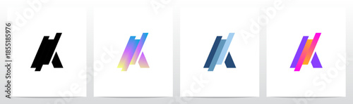 Stripes Diagonal Cut Letter in Half Initial Logo Design A