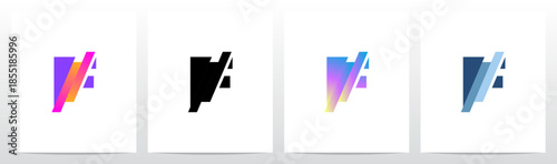 Stripes Diagonal Cut Letter in Half Initial Logo Design F