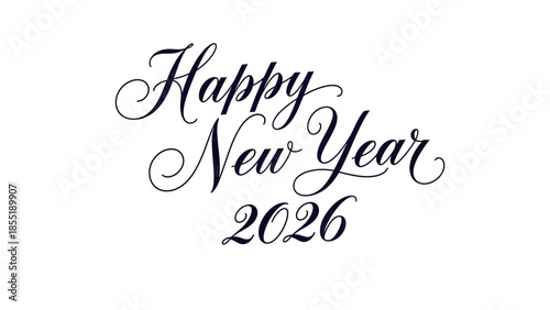 Happy new year 2026 celebration text in elegant black