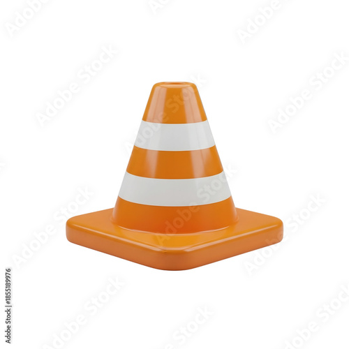 3D road traffic cone icon on transparent background isolated png.