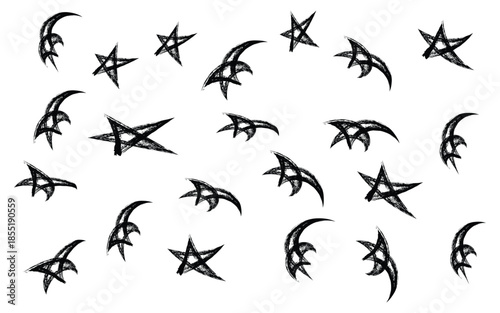 Hand Drawn Doodle Star Shapes Set