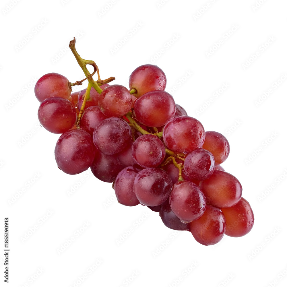 Fototapeta premium Red Seedless Grapes Bunch isolated on a transparent background