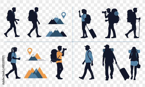 Hikers and Travelers with Backpacks