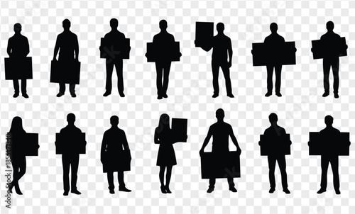 Silhouettes of People Holding Boxes