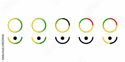 Colorful rings and u shapes display a gradient color transition pattern