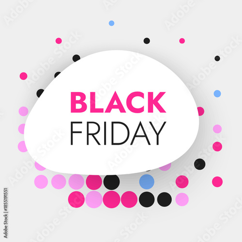 Modern Black Friday sale banner with colorful halftone dots pattern and minimalist typography
