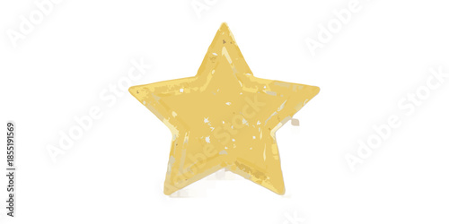A simple golden star illustration on a stark black background