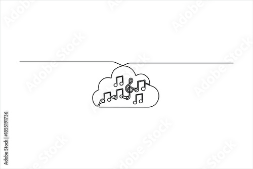 Minimalist cloud music symbol in single line style