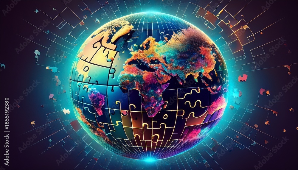 Obraz premium global connection puzzle