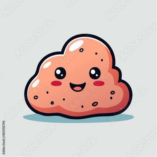 Cute cartoon potato character with a happy expression and rosy cheeks.