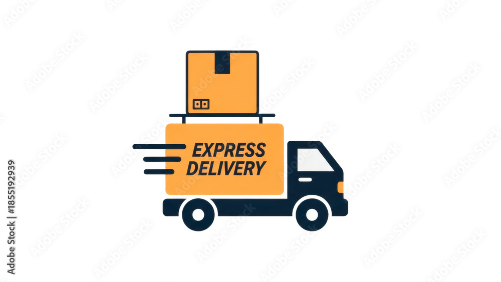 Naklejka premium Fast and reliable express delivery truck with packages
