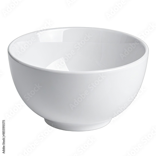 A glossy white ceramic bowl isolated on a black background.