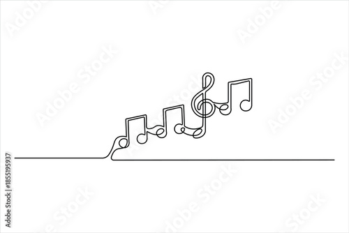 Foto Music icon set featuring treble clef and notes, one line art