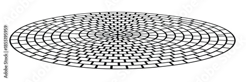 Detailed geometric circular radial paving pattern illustration creating a seamless stone floor texture