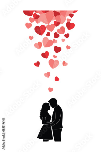 silhouette of a couple with valentine day 