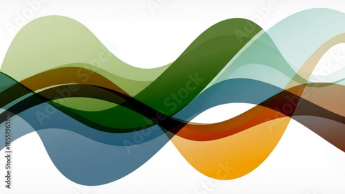 Translucent Overlapping Wavy Lines Flowing on White Background, Modern Abstract Design