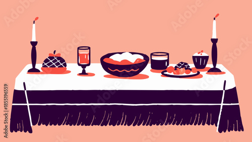Burns Night Celebration Illustration with Haggis Neeps and Tatties