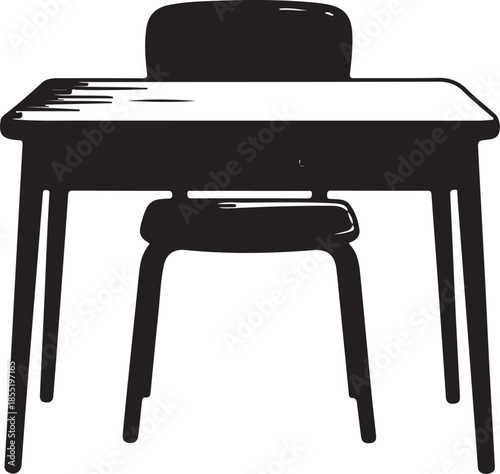 Minimal Table and Chair Silhouette Illustration