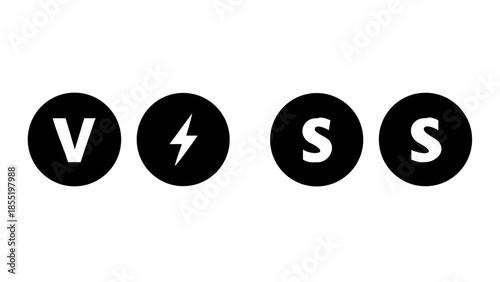 Bold black and white graphic design featuring distinct letterforms and a striking lightning symbol, symbolizing a powerful comparison or decisive challenge