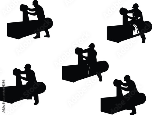 Massage therapy silhouettes collection isolated on white background showing professional body massage spa treatment relaxation and wellness service scenes