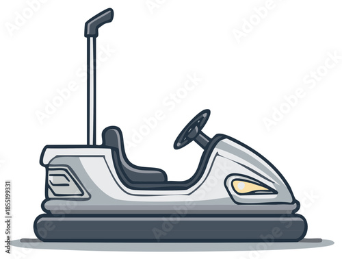 Bumper Car Illustration Isolated, Theme Park Ride Icon