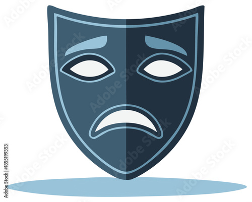 Sad Theatre Mask Illustration Representing Melancholy Emotions and Dramatic Expression