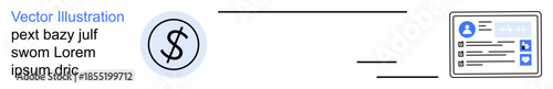Identity verification, money management, digital security, authentication, business transactions, online platforms. A dollar currency symbol and a digital identity card. Identity verification