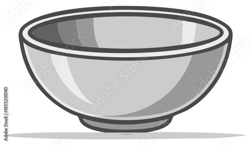 Shiny Metallic Bowl Vector Illustration