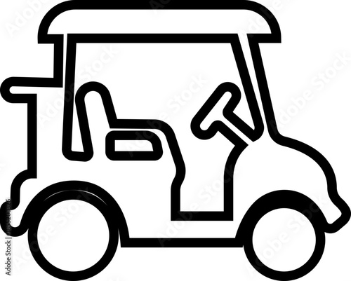 Black Golf Line Style Vector Icon Sports Equipment Symbol and Recreation Outline Graphic Group Featuring Club, Ball, Tee and Course Elements