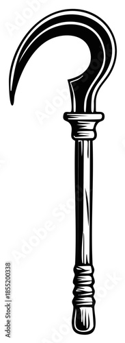Ancient Egyptian Ankh Symbol Rod Staff Icon Black And White Illustration
