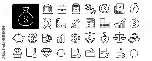 Financial icons for business and investment concepts