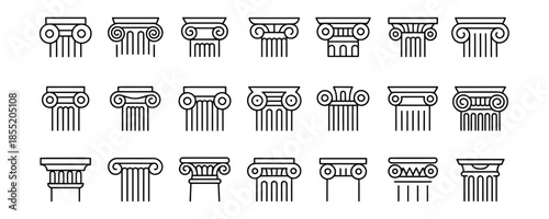 Collection of ancient Greek and Roman column capitals and bases