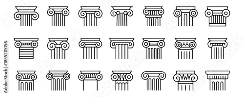 Architectural column capitals in various styles and designs