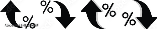 Percent Arrow Icon Set. curved arrow icon with percent symbol, economic growth, increase. Growth and Decline Vector Illustration
