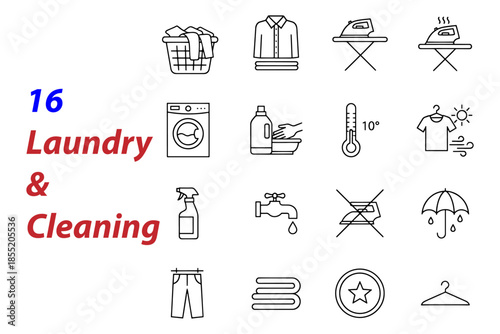 set of Laundry & Cleaning icons,
Laundry & Cleaning Line Art Icons – Minimal Vector Collection