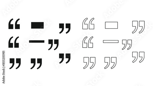 A collection of various quotation marks and dashes in black and white