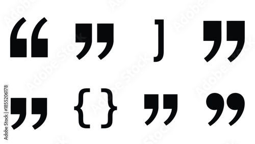 Black punctuation marks quotation marks brackets and curly braces on white