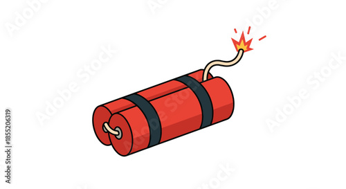Cartoon illustration of red dynamite sticks bundled together with a lit and sparking fuse, representing danger, explosion, or a deadline.