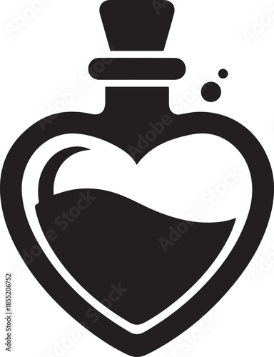 Black and white heart shape with a crown and a dot symbol