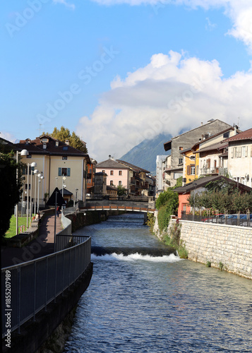 Adige River in the centre of Trento Italy