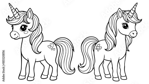 cute coloring page with unicorn and spring garden flowers. you can print it on 8.5x11 inch paper	