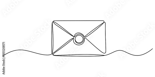 Minimalist one continuous line drawing of an envelope for communication and correspondence Vector, illustration